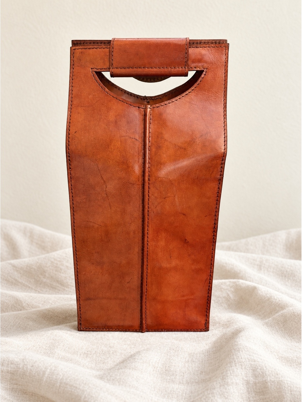 Vintage Gump’s San Francisco Leather Double Wine Bottle Carrier